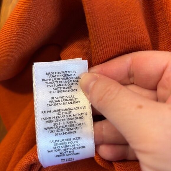 Polo Ralph Lauren Burnt Orange High Waisted A-Line Skirt Wool Blend - Picture 5 of 7